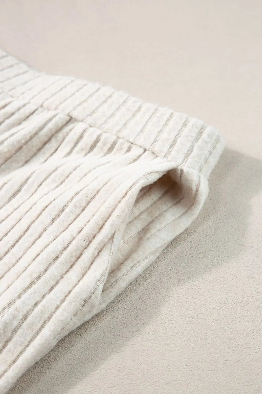 Chic khaki ribbed knit two-piece set - Love Salve